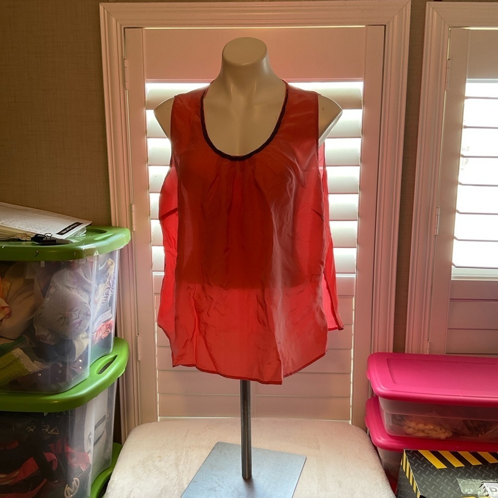 Sejour Red Tank Top with Black Trim